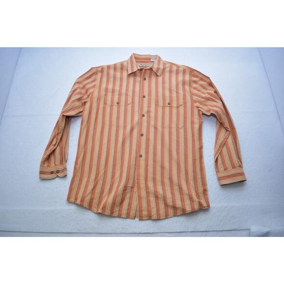 Ruff Hewn Camp Shirt Striped Long Sleeve Front Pocket Button Up Mens Size Large - Picture 6 of 11